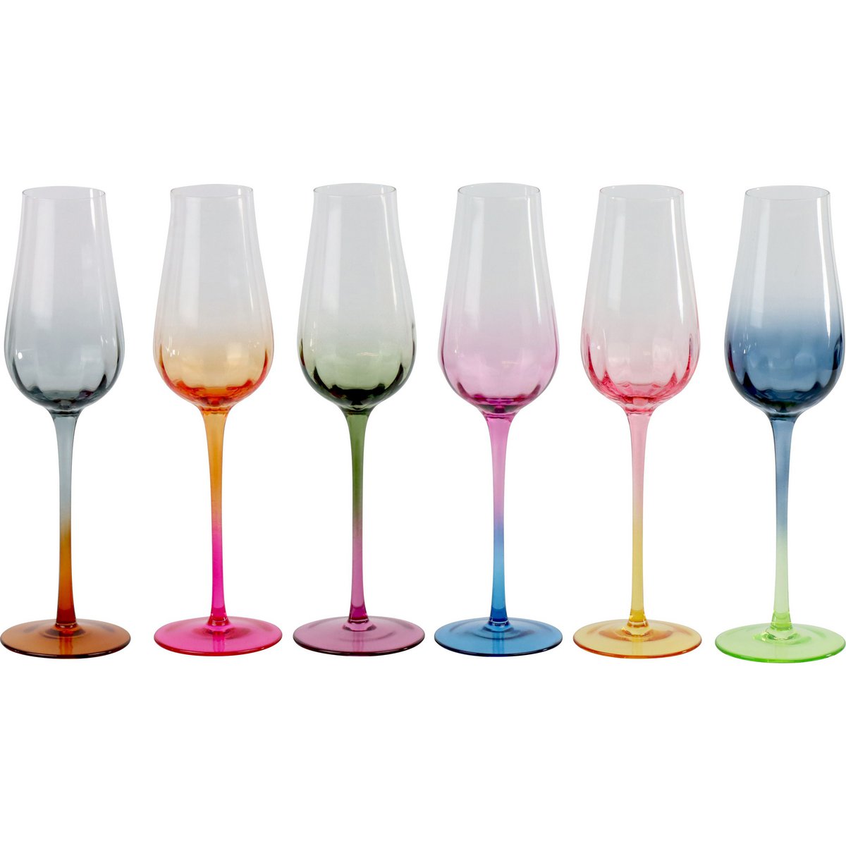 CHAMPAGNE GLASSES RAINBOW 6 PIECE SET (HOFF2520)