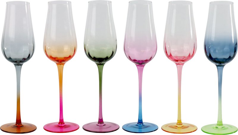 CHAMPAGNE GLASSES RAINBOW 6 PIECE SET (HOFF2520)