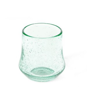 Hand blown bubble glass tumbler - Blue
