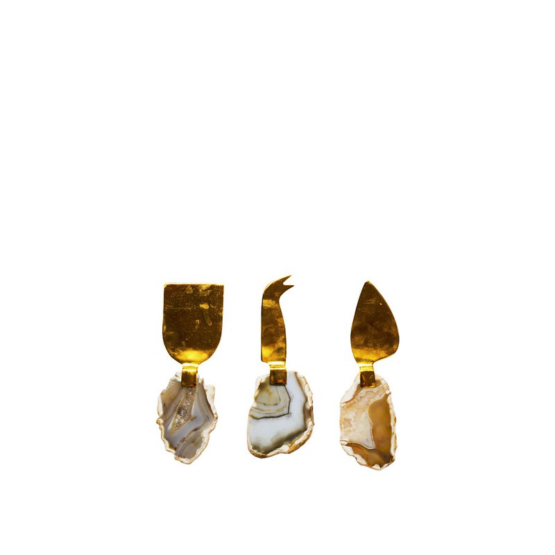 Stone Agate Beige Cheese Service - Meget af 3