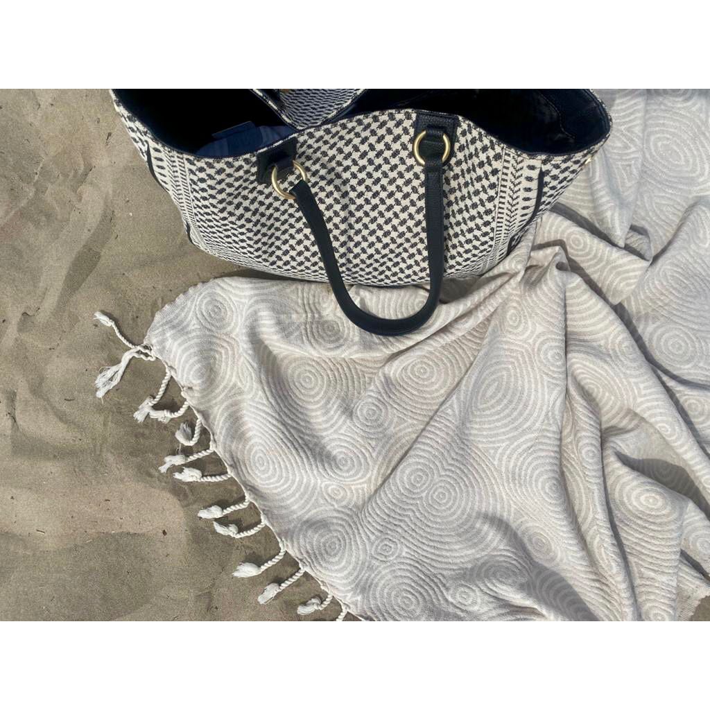 Serviette de Hammam Fouta Cercles - Sable - 100x200cm