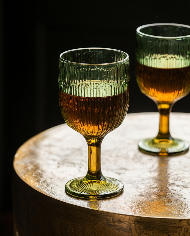 The Moss Ripple Wine Glass - Green