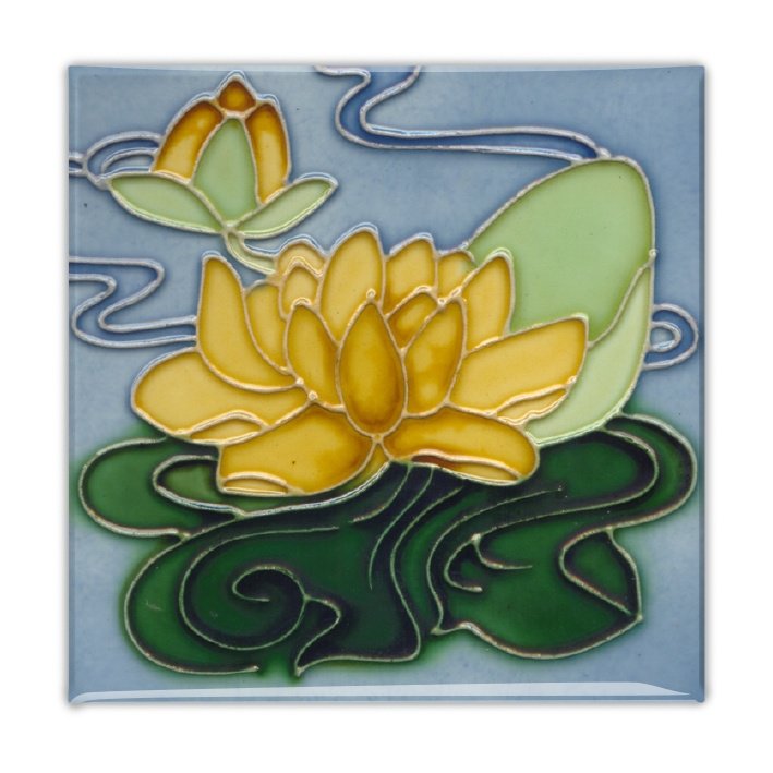 Fridge Magnet, Art Nouveau Tile, Yellow Water Lily