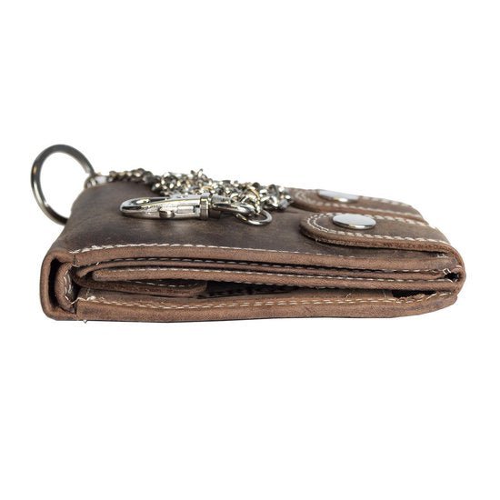 Brieftasche Herren Cognac mit Kette - stilvoller und praktischer Brieftasche aus echtem Leder, geeignet für Männer und Frauen.