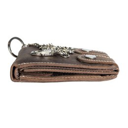 Wallet men's cognac with chain - stylish and practical wallet of real leather, suitable for men and women.