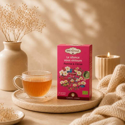 Organic Herbal Tea Le Silence Surrounds You – Soothing and Refreshing Well-Being Infusions - Honeybush, Apple and Lemon - Ideal Evening