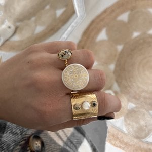 Gouden, parelmoer & Dalmatische jaspis Montana ring