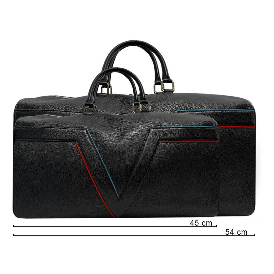 Großes Modell - VUE LAC Initial Reisetasche - Cognac - Gelbe Borten