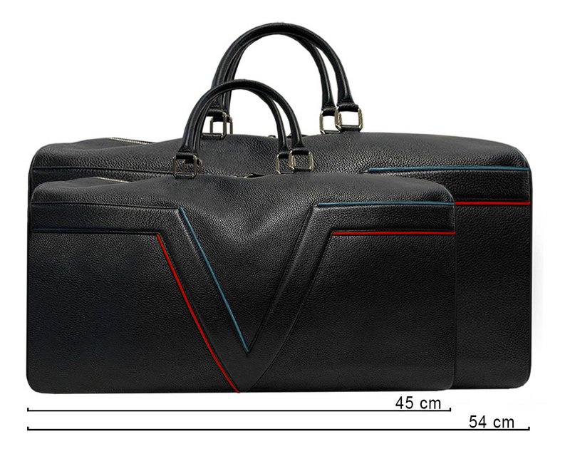 Stor model - Initial LAKE VIEW rejsetaske - Cognac - Gul piping