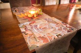 Artipics Placemats Vorstblaadjes Pak van 4 Herfst Winter Placemats Schoon te vegen Gemaakt van Plastic 42 x 30 cm Placemats Tafeldecoratie Voor Keuken/Eetkamer/Gasten/Binnen/Buiten