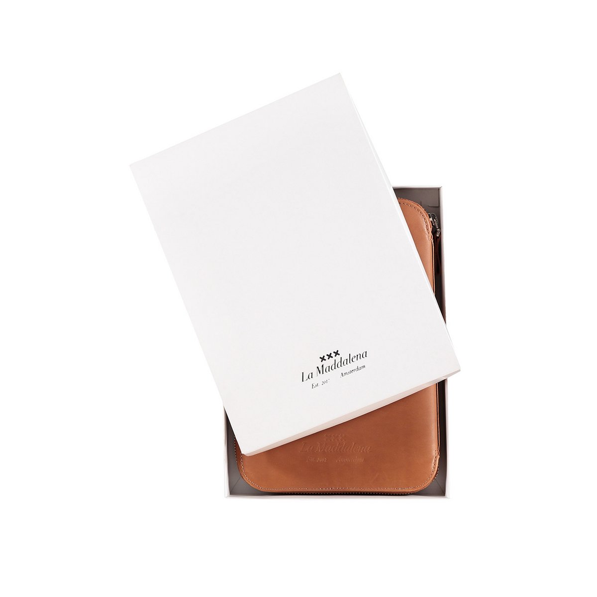 Estuche de viaje de cuero Lena - coñac