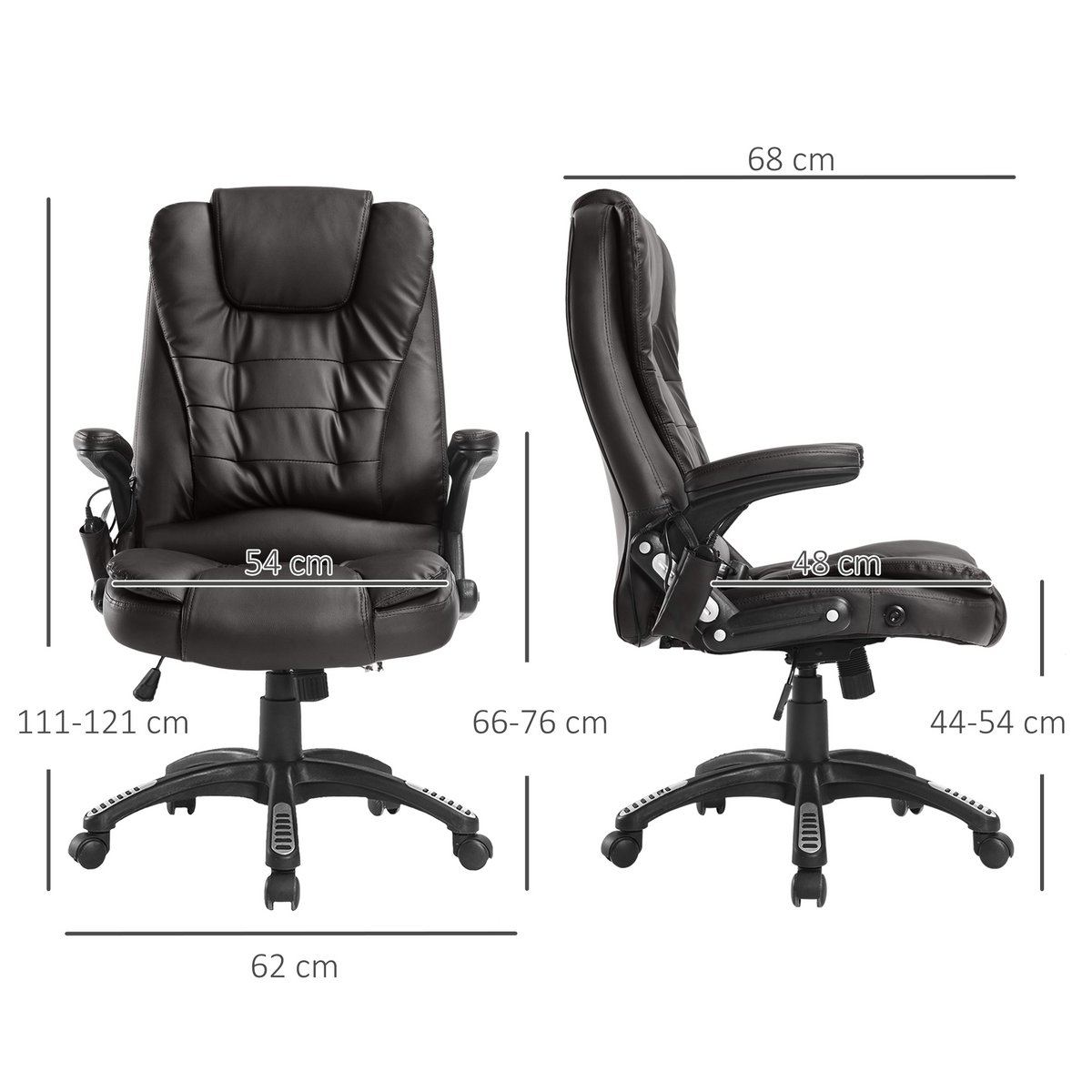 Silla de oficina con función de masaje, función de calor, altura regulable, función de inclinación, silla de oficina de masaje, blanco crema + negro