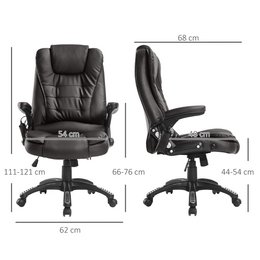 Silla de oficina con función de masaje, función de calor, altura regulable, función de inclinación, silla de oficina de masaje, blanco crema + negro