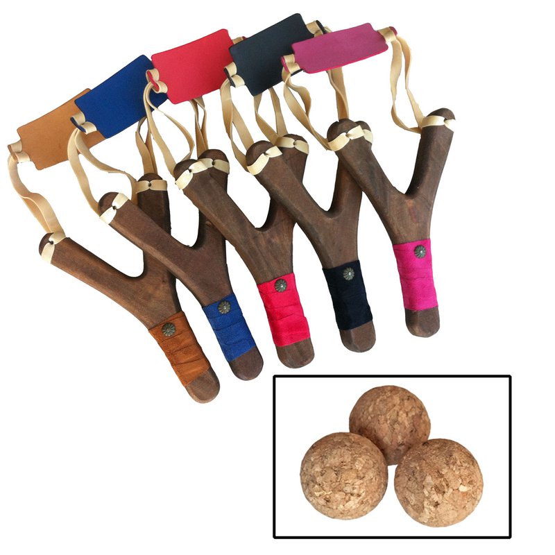 SLINGSHOT RUSTIK SUEDE GRIP + 3 CORK BALLS - ST531F