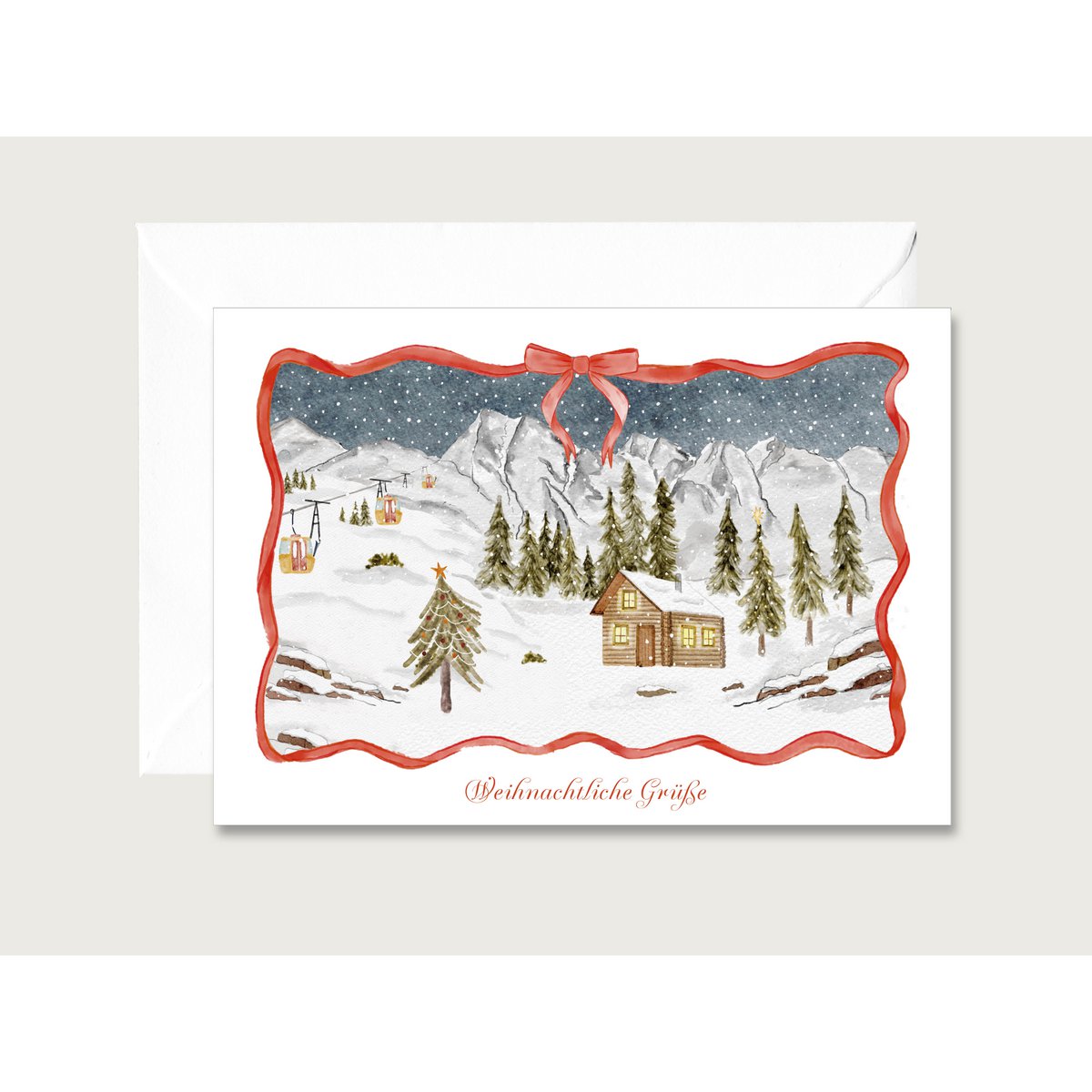 Kerstkaart "Stille Nacht" - vouwkaart Kerstmis | Advent | Illustratie | Waterverf | Waterverf | Belettering || HART & PAPIER
