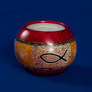 619 Teelicht-Ball Fisch rot - Speckstein