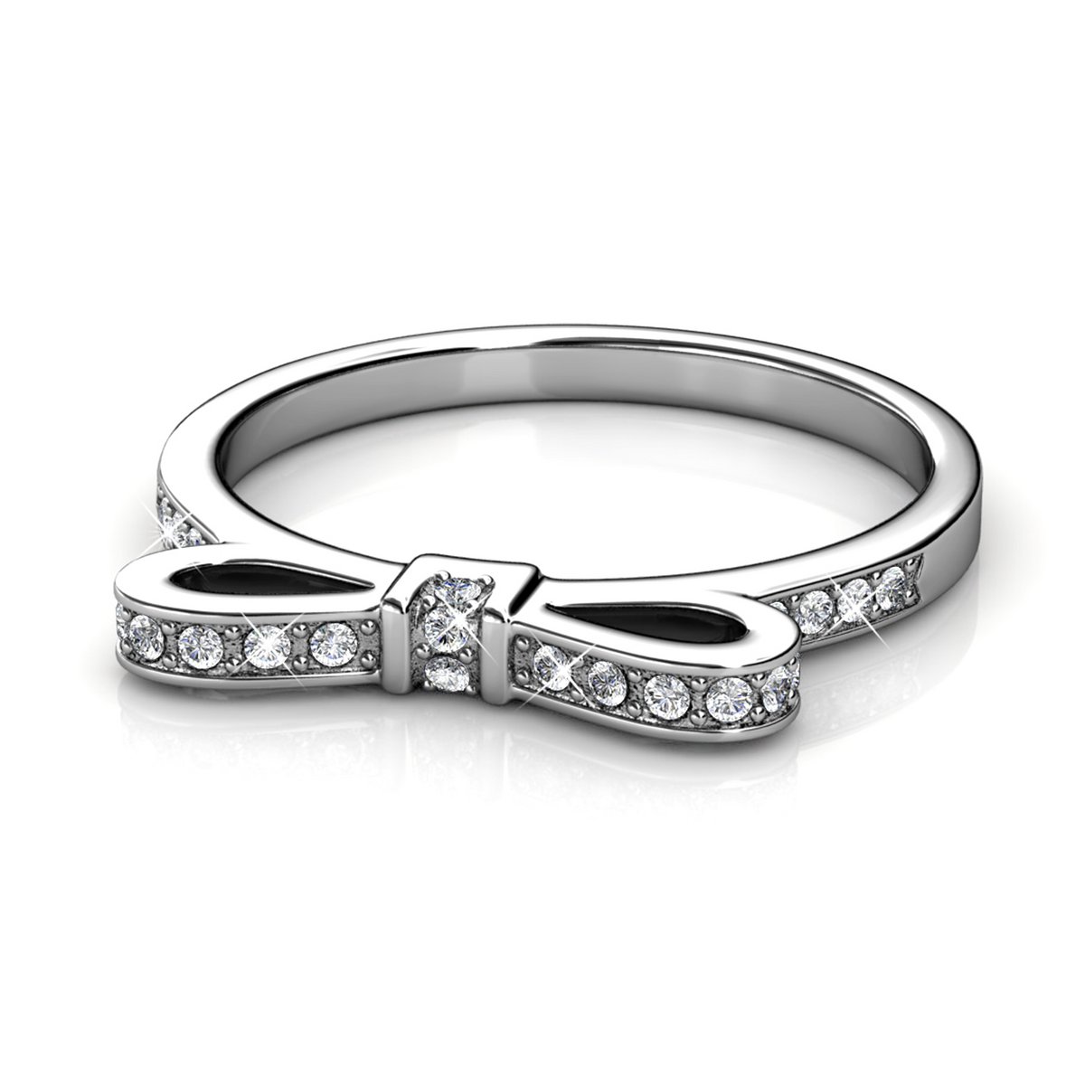 Anillo de cinta: plata y cristal