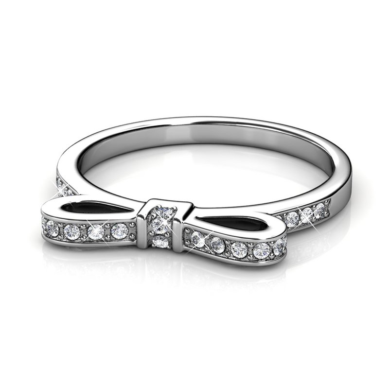 Bague Ribbon - Argenté et Cristal
