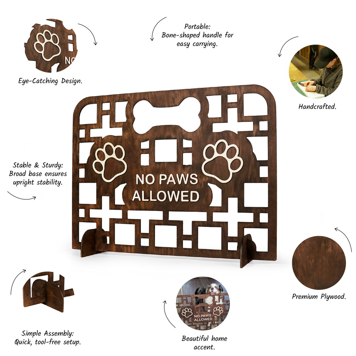 Puerta para perros de madera fácil de seguir, barrera independiente para puertas, escaleras y pasillos