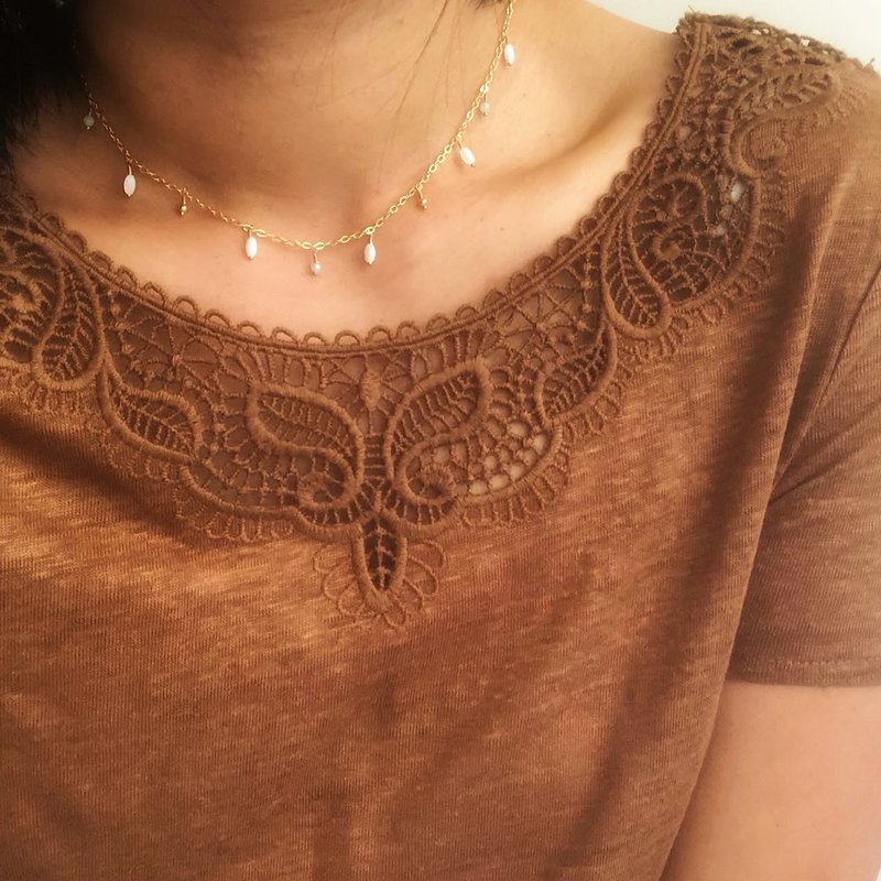 Serena-perlemor Amazonite Tassel halskæde