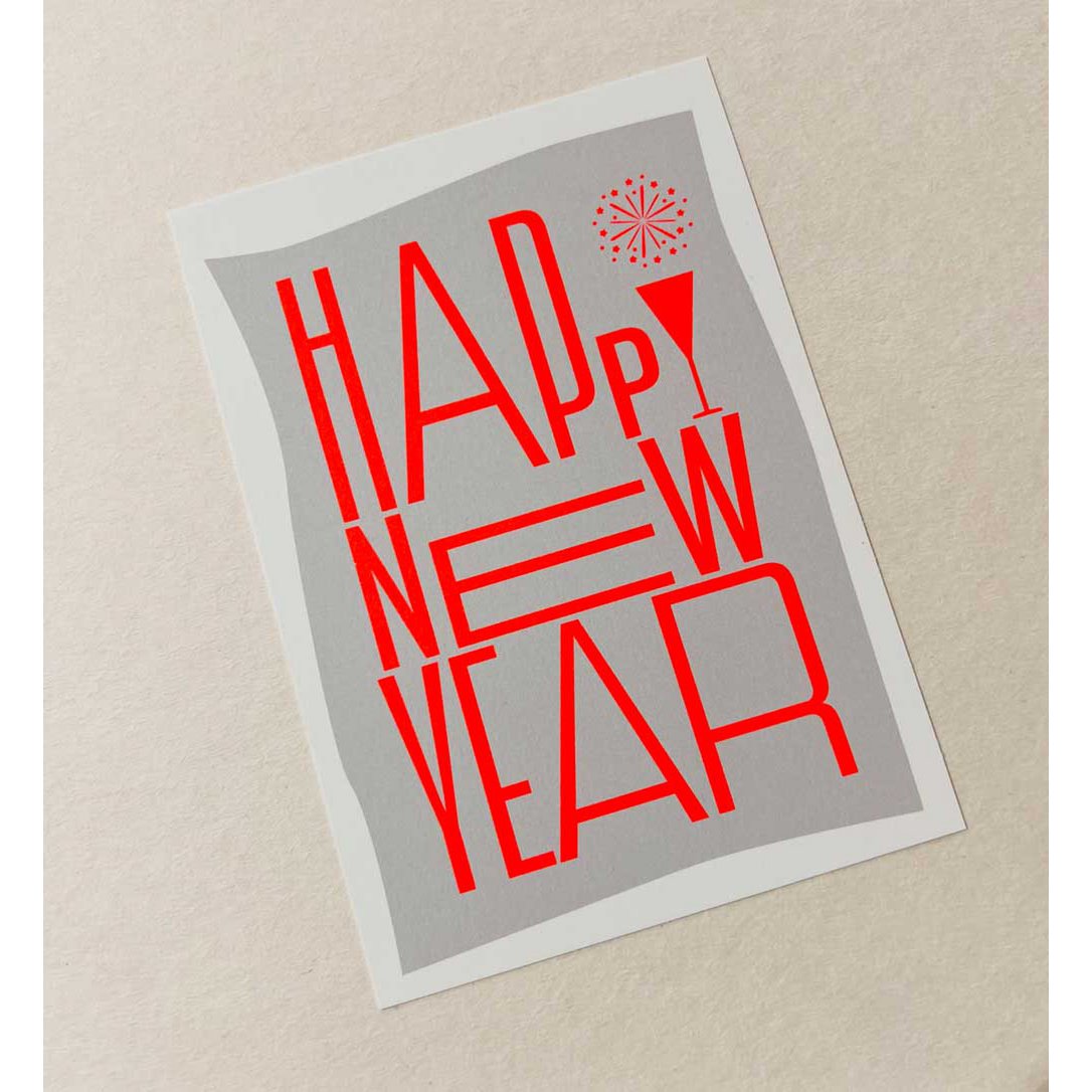 Happy New Year - postcard with neon print