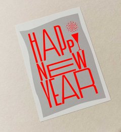 Happy New Year - postcard with neon print