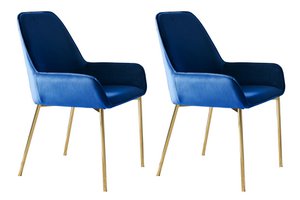 Dining chair set of 2 blue velvet