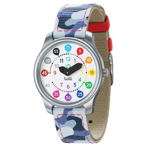 Twistiti - Educatief kinderhorloge voor 6+ met NUMMERS wijzerplaat, waterdicht 50M, gemakkelijk te verwisselen riem - Arctic
