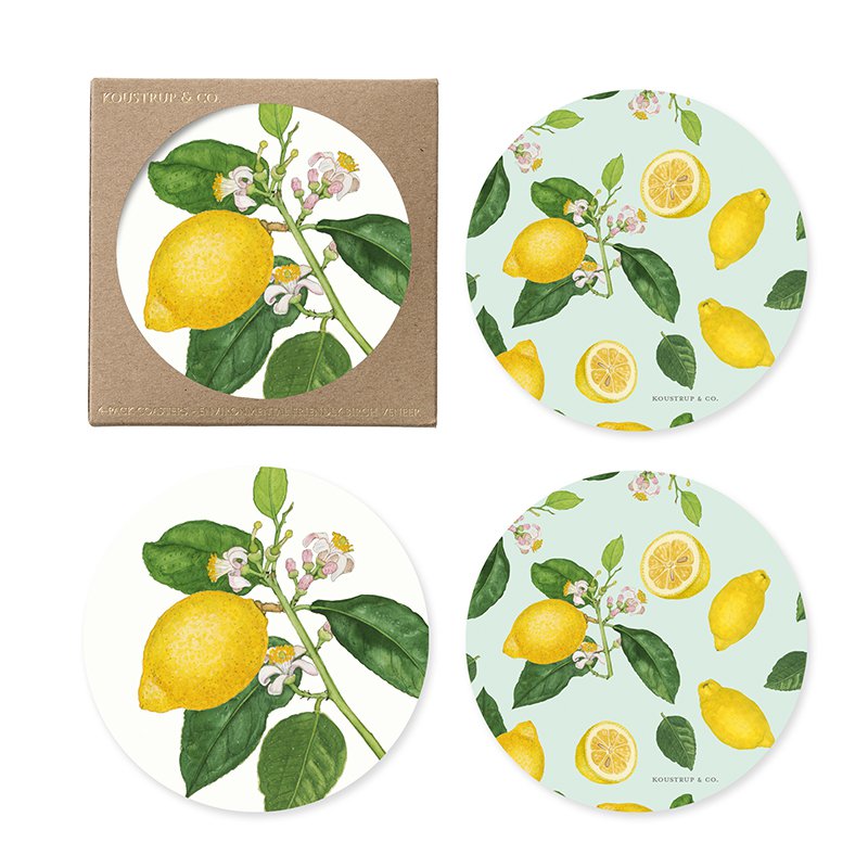 2 ZIJDIGE ONDERZETTERS - LEMON - 4 PACK - made in Europe
