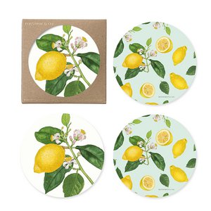 2 ZIJDIGE ONDERZETTERS - LEMON - 4 PACK - made in Europe