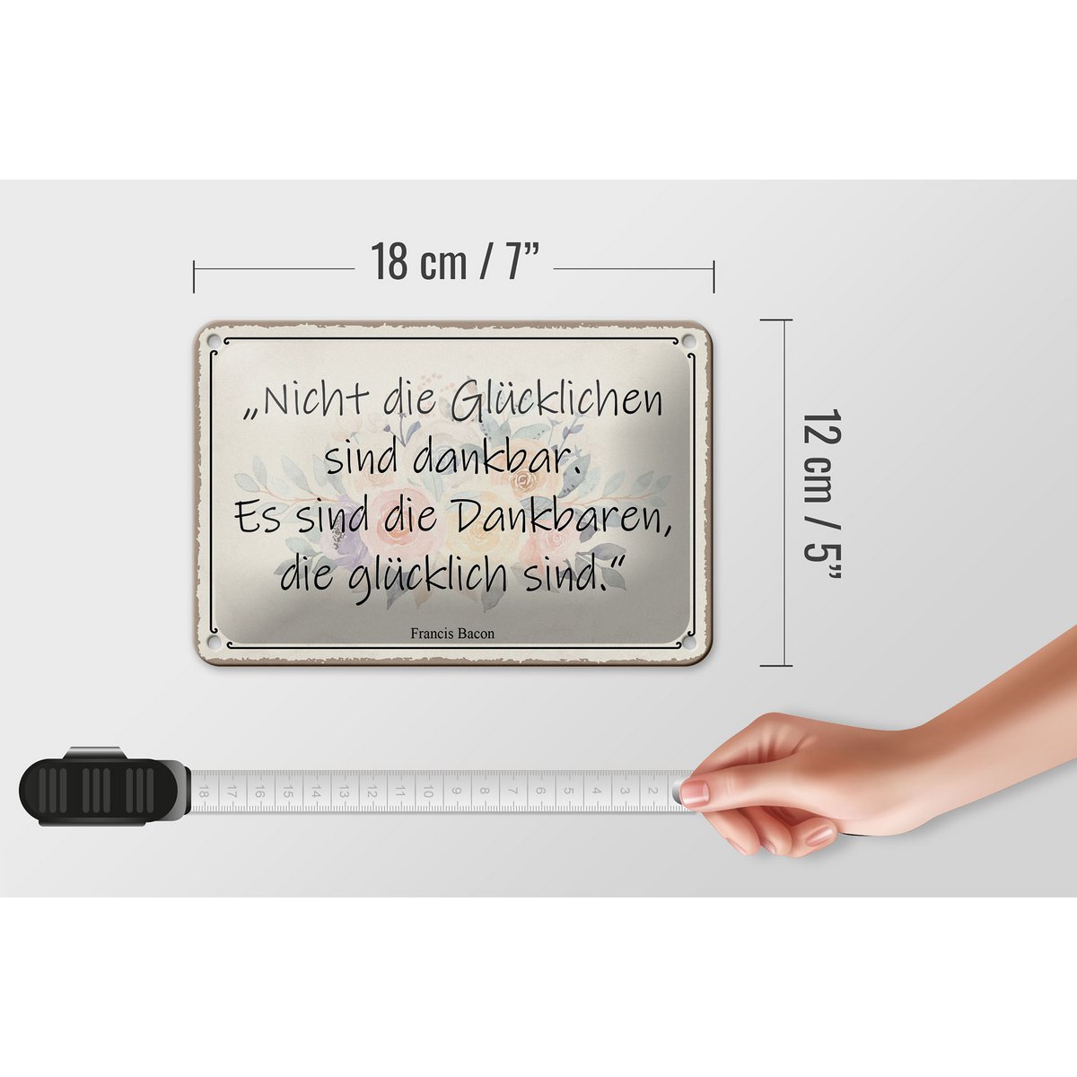 Tin sign saying 18x12cm not happy are grateful decoration