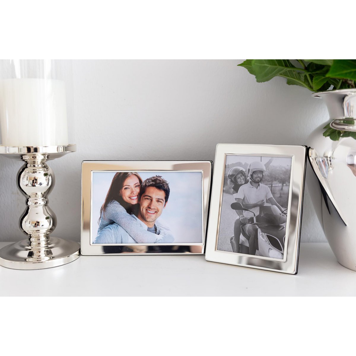 EDZARD set of 2 photo frames Salerno for photo 10 x 15 cm, noble silver-plated, tarnish-proof