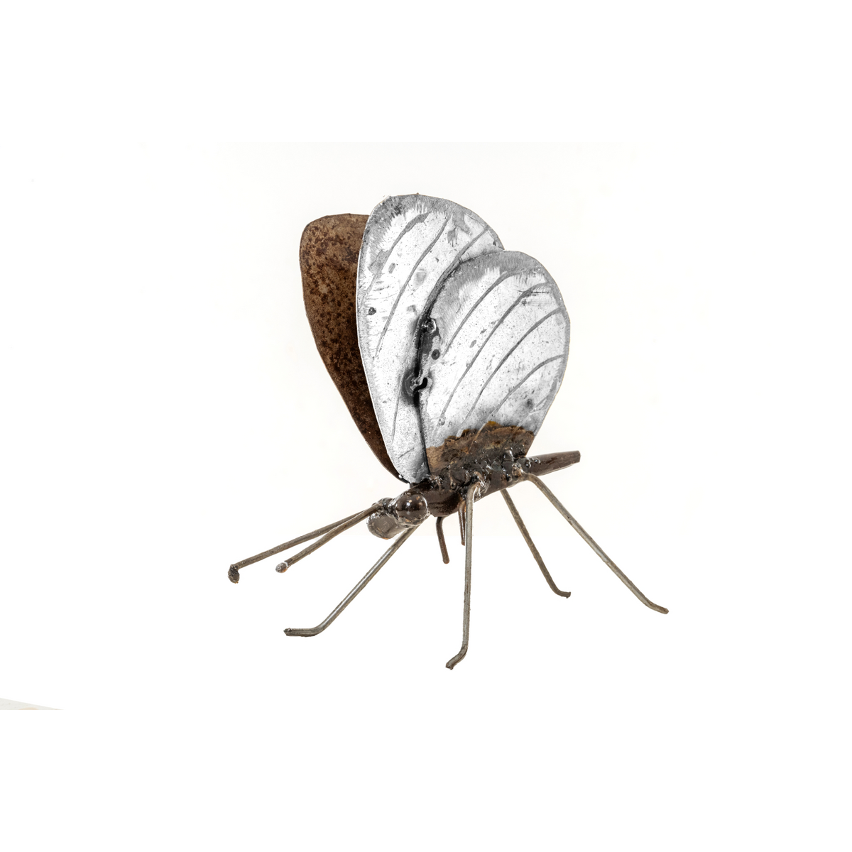 ZIMBA-ARTS WEISSER SCHMETTERLING AUS METALL STEHENd