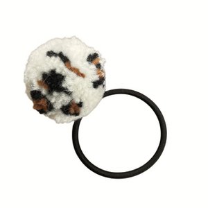 Luna -Leena Hair Tie Pom Pom (1x) - Luipaard - Zachte wol - Handgemaakt Nepal