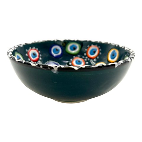 Keramikschale - Evil Eye - Dunkelgrün - 12 cm