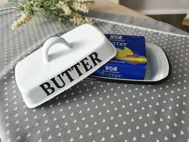Emaljeret smørfad