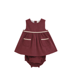 Purple corduroy baby girl dress with matching bloomers P70-11604022
