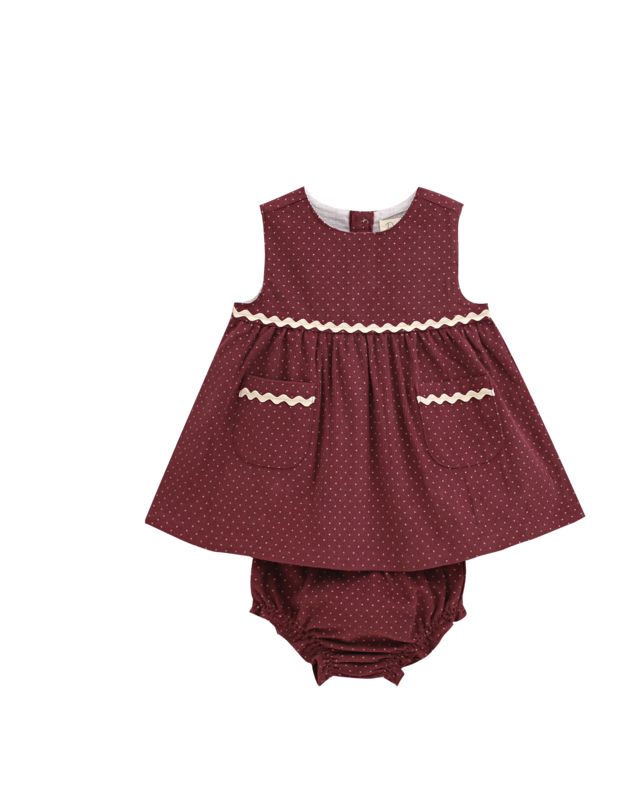 Purple corduroy baby girl dress with matching bloomers P70-11604022
