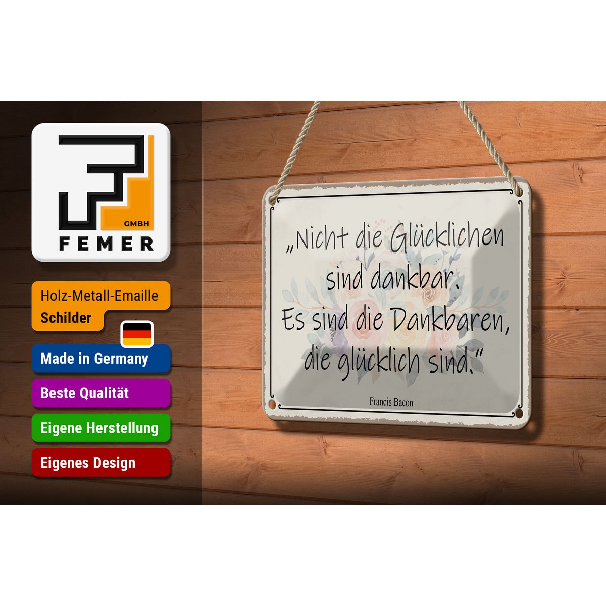Tin sign saying 18x12cm not happy are grateful decoration