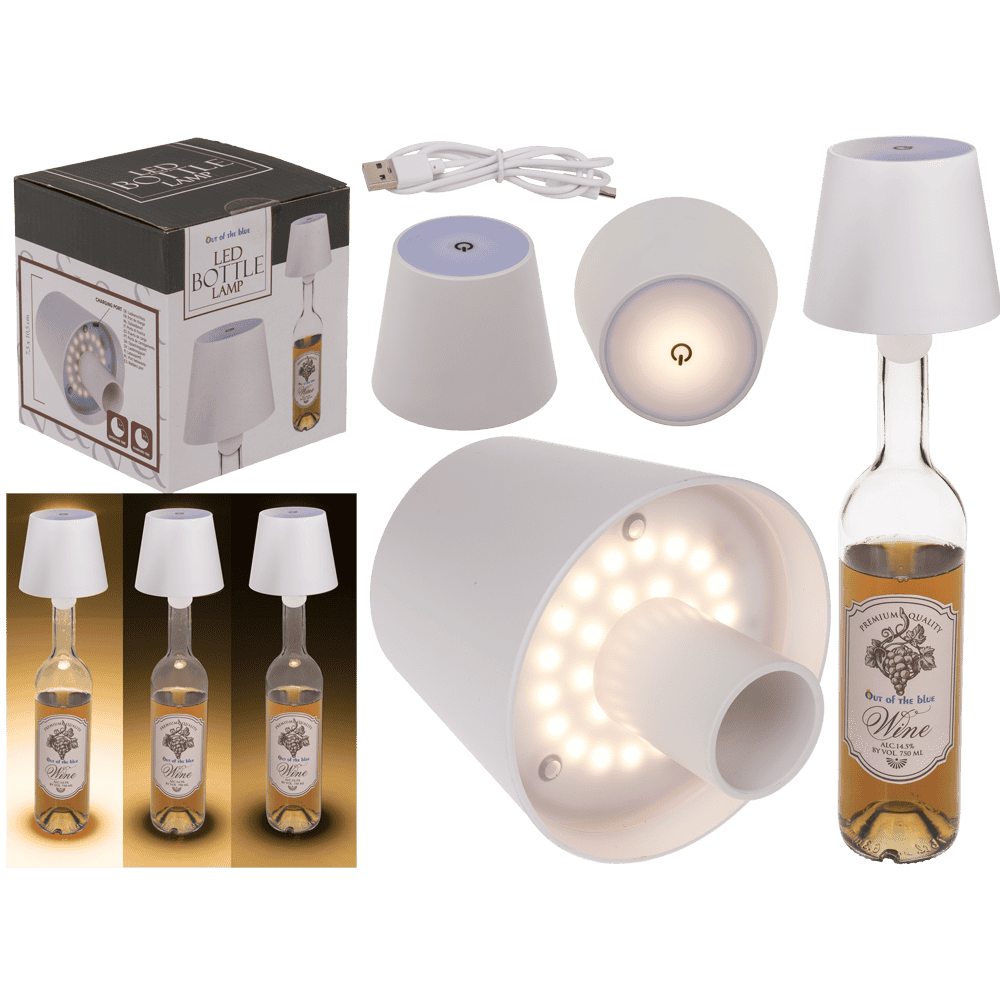 LED bottle lamp, white, 3 modes (on/off/dim.),