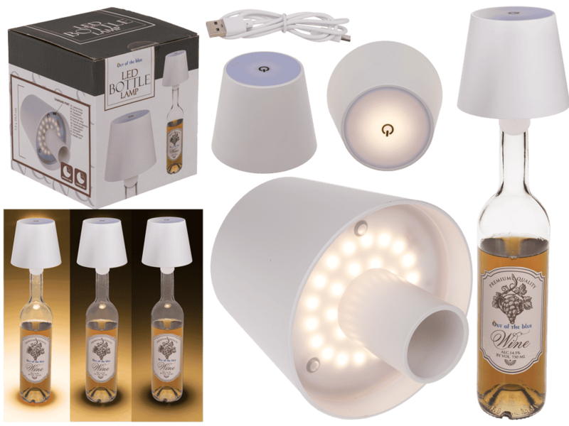 LED bottle lamp, white, 3 modes (on/off/dim.),