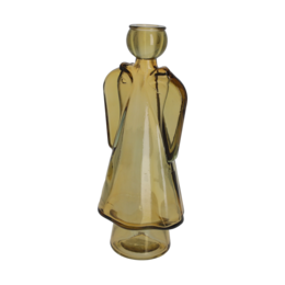 Yellow glass angel candle holder h 24x10x8 cm
