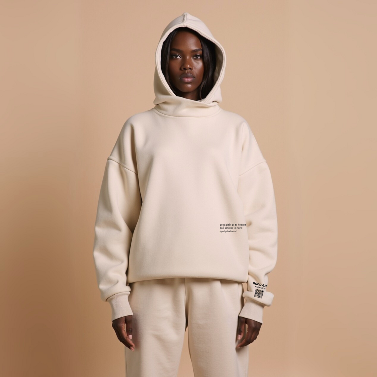 Hoodie "BAD GIRLS GO TO PARIS" - Beige