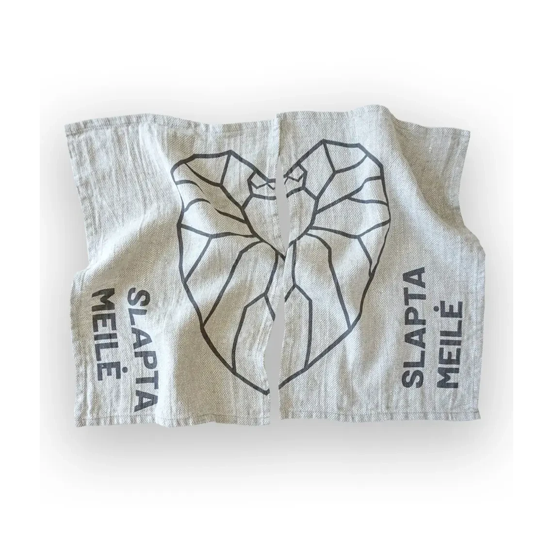 Linen bath towel set Secret Love Grey/Black 2 pcs.