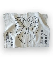 Linned badehåndklæde sæt Secret Love Grå/Sort 2 stk.
