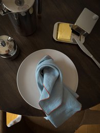 Napkins Lake tonic blue contrast detail (set of 2pieces) / 100% linen
