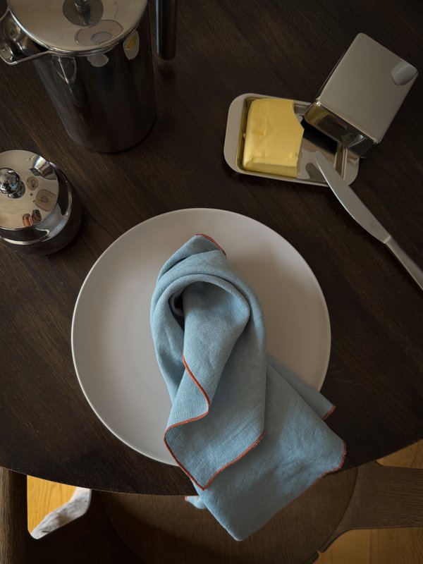 Napkins Lake tonic blue contrast detail (set of 2pieces) / 100% linen