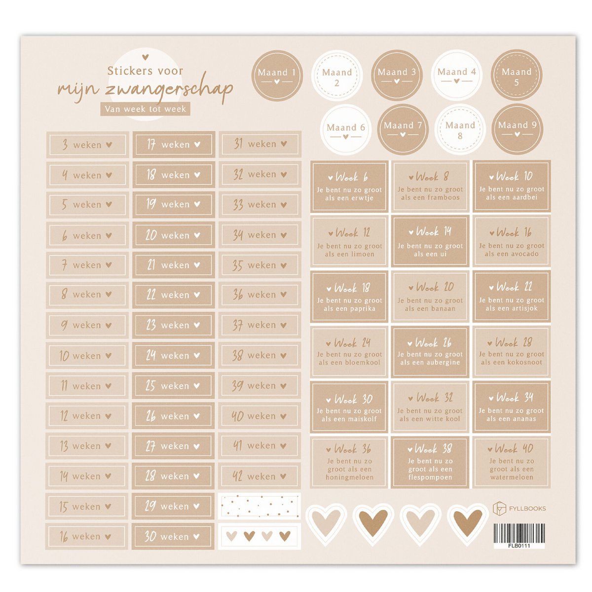 Fyllbooks Stickervel Mijn zwangerschap - Set 2 - Beige