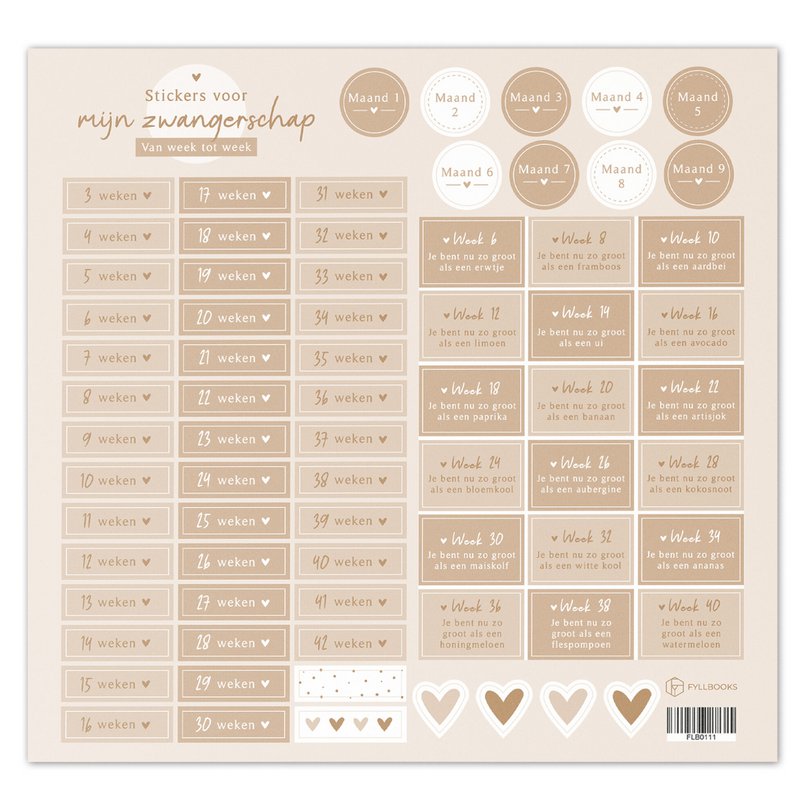 Fyllbooks Stickervel Mijn zwangerschap - Set 2 - Beige