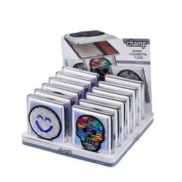 Sigarettendoosje met pailletten x12: Smiley en Schedel